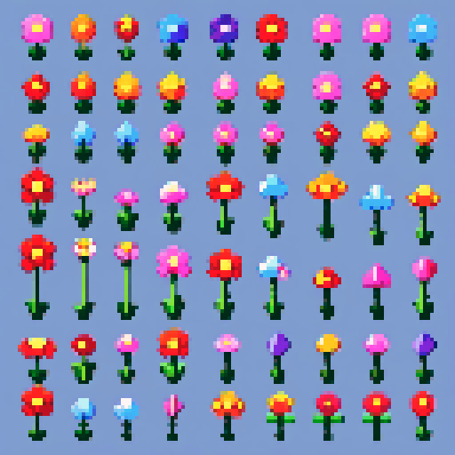 12 different flower sprites 