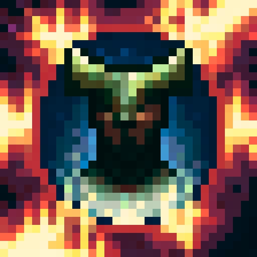 Fierce Viking warrior, fur cloak, horned helmet, standing in front of a roaring fire, with snowflakes falling around him, in NES style graphics