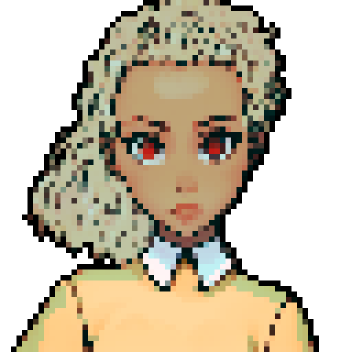 Teenage black girl with light brown hair and red eyes