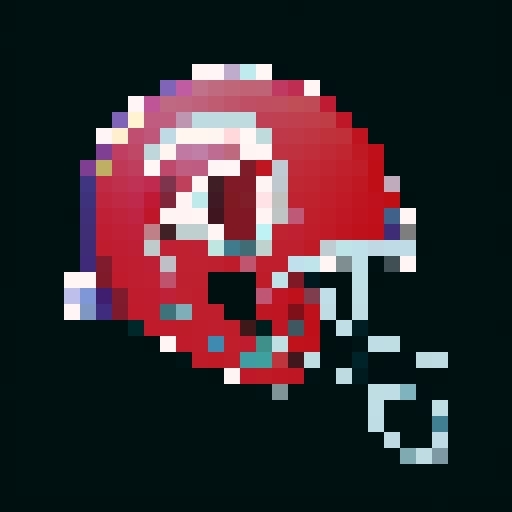 WFL world football league american pro football helmet, NFL, flat, facing right, 32 x 32 pixel art, retro, icon, colorful