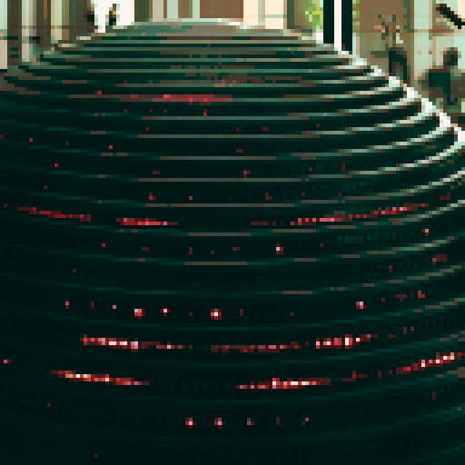 Android, metallic body, glowing LED lights, circuitry patterns, retro game console, vibrant colors, blocky pixels, retro-futuristic aesthetic, wireframe display, digital glitches, futuristic cityscape, neon signs, flying cars, holographic advertisements, pixelated android avatars, robotic movements, futuristic gadgets, vibrant energy flow, cybernetic enhancements