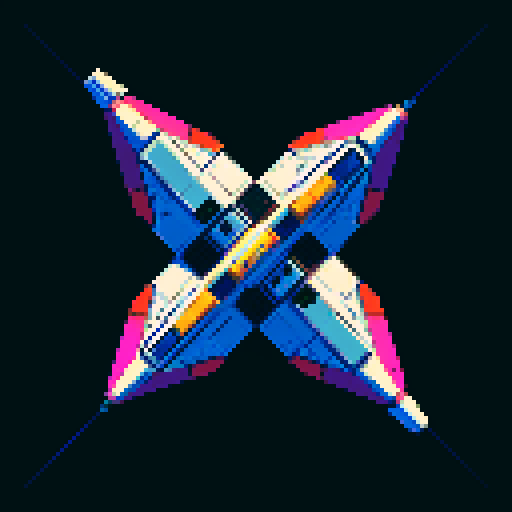 a  pure 2d sprite for a space game. a top down view of a triangular spaceship all by itself  ,style of the 80s. The spaceship should not have any shadows.