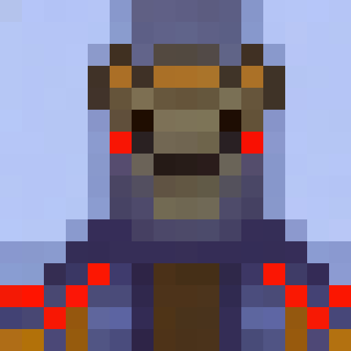 Raccoon face on a transparent background, rendered in a 16x16 pixel portrait style