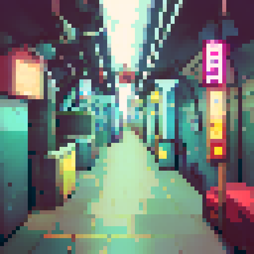 Subway metro train in tunnel, blade runner style, cyberpunk, aetherpunk