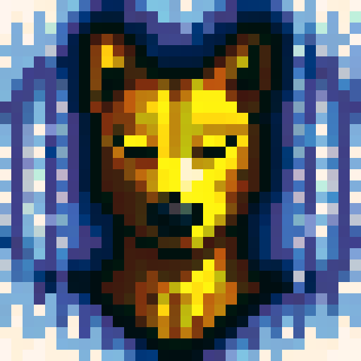 corrupted plastic waste wolf, rabid, forest biome, isometric view, cartoony, larger head, pixel art character sheet