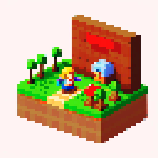 wooden terrain, pixelated hero wielding a fork, NES color palette, enemies in Zelda-like game, sRGB pixel art