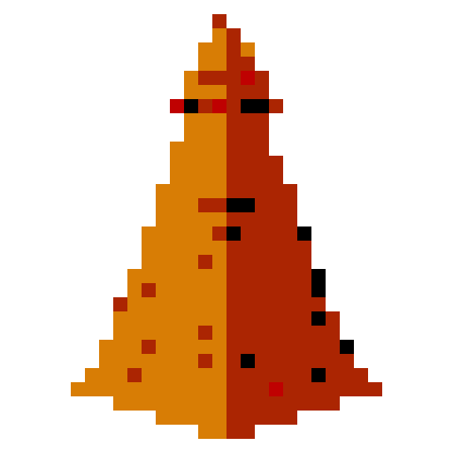 layered triangular red clay shingle tower top. Usable as an asset (clear, thick lines and a white background). Black outline