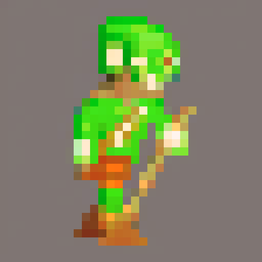 sprite, full body, game sprite, frogman warrior holding a spear
