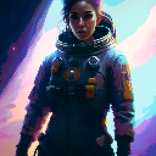 Human girl farmer, space, fantasy RPG, vibrant colors