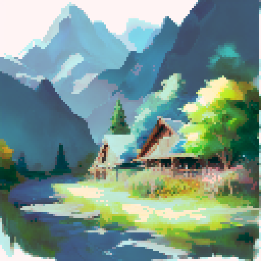 A painter painting something colorful