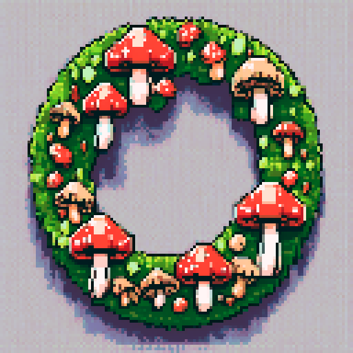 cottagecore wreath of mushrooms 