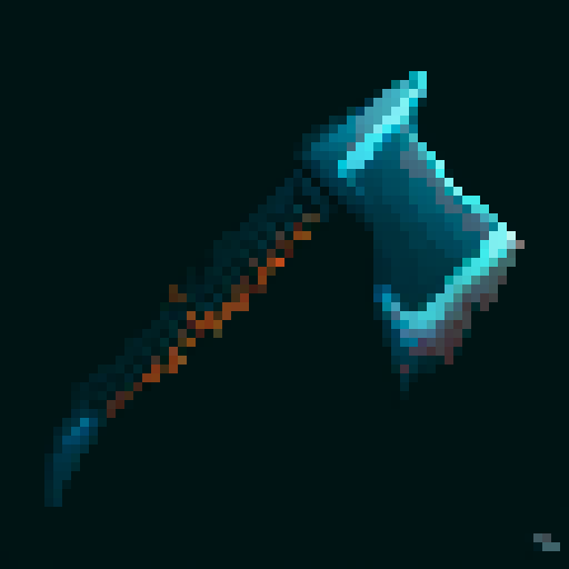 fantasy axe, sharp blade, metallic sheen, steel colored blade, textured grip