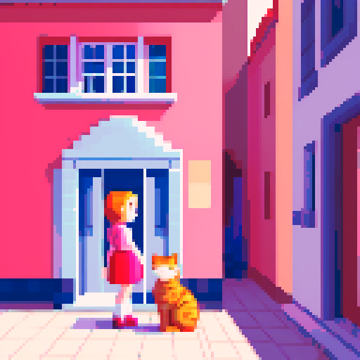 girl and cat