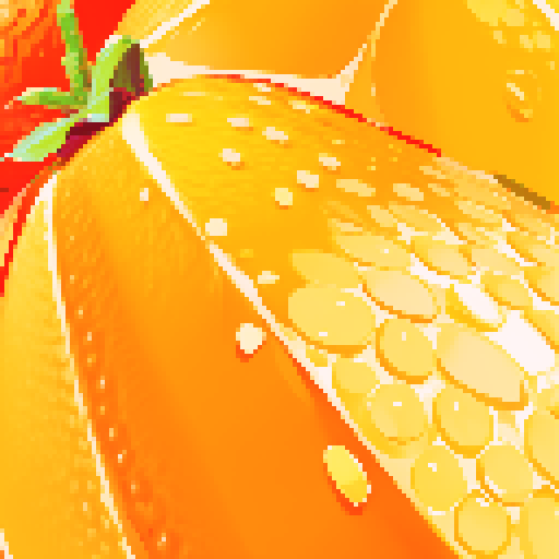 vibrant tangerine texture, pixelated fruit, textured peel, sRGB color space, detailed segments