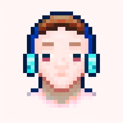 Chibi boy with Korean hairstyle and rosy cheeks, wearing big headphones and a huge puffy jacket, looking from a first-person point of view in high detail, taking advantage of all the canvas.