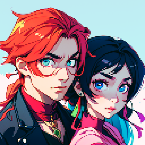 happy couple portrait, modern fashionable clothes, vibrant colors