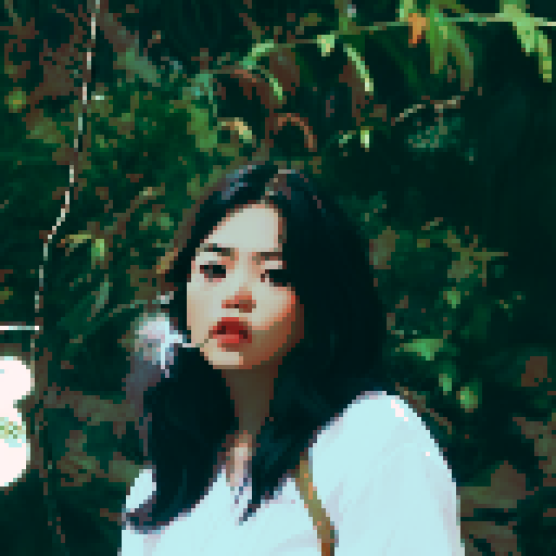 Southeast Asian woman, long wavy hair, White skin, oval face, black eyes, age 20, wearing a robe