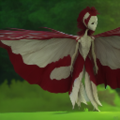 a large, white creature, a Mothwoman, with glowing red eyes and wings. hypnotic eyes. The Mothwoman is said to have a hauntingly beautiful face with piercing, hypnotic red eyes that seem to glow in the dark. She is often described as wearing a long white gown that flows behind her as she moves through the forest. Her wings are large and powerful, allowing her to fly effortlessly through the air. She is often seen perched high in the trees, watching over the park and its inhabitants with a silent