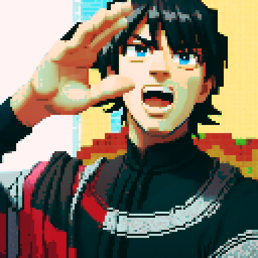 man waving at camera