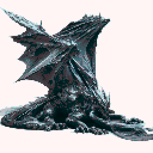 Large prowling black dragon with large stretched wings, a long tail, dark fantasy