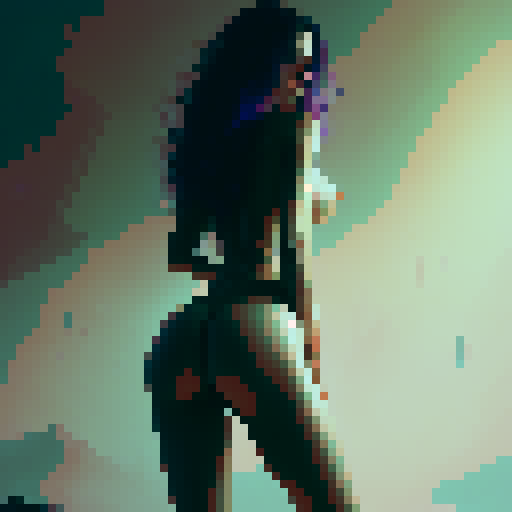 sexy naked woman, bent over with ass facing camera, fingering herself, pixel art porn
