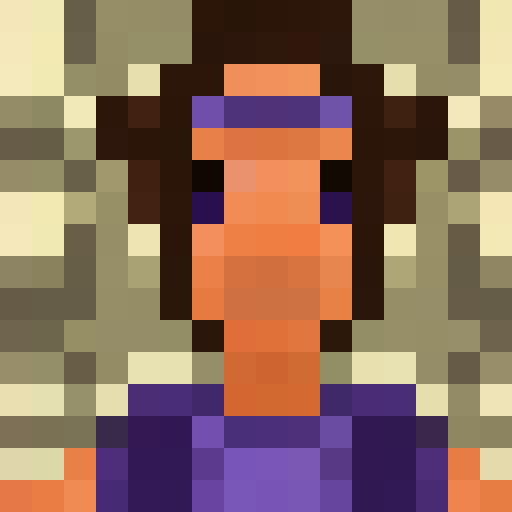 "Create a close-up, pixel art portrait of a wooden sprite made from textured wood blocks and wooden planks, styled as a game icon in 16x16 size."