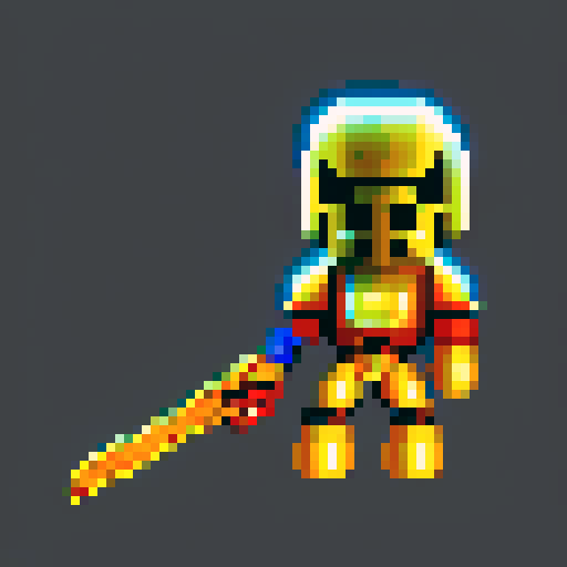 Space marine pixel character, laser rifle and futuristic helmet, galactic colors, full body, 64x64 pixel art size