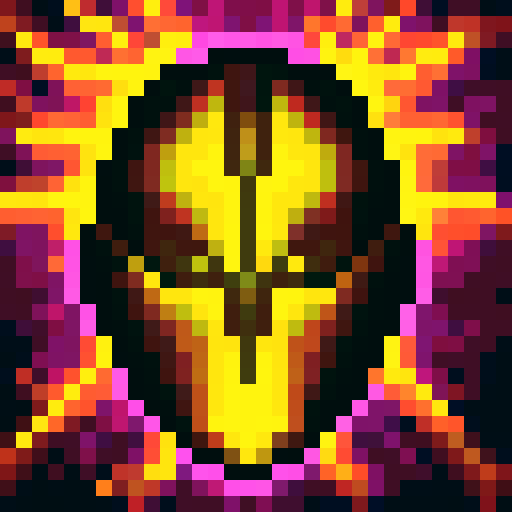 knight helmet with purple details, surrounded by fiery purple and green flames