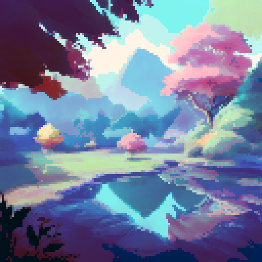 Magical, towering trees with vibrant, autumnal foliage and elongated, graceful branches reaching towards a sky ablaze with hues of gold, crimson, and purple, casting a warm, ethereal glow over a serene, enchanting forest bathed in the gentle, twilight hour of sunset