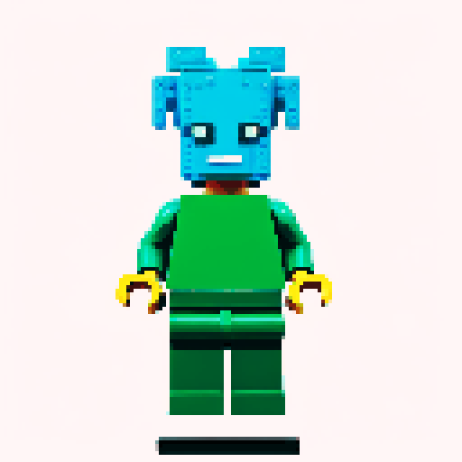 lego pixel, vibrant colors, blocky shapes, small plastic bricks, isometric perspective, retro video game, low resolution, 8-bit graphics, sharp edges, square grid, limited color palette, nostalgic feel, brick-built characters, iconic lego logo, digital recreation, detailed textures, crisp lines, simplified forms, nostalgic gaming vibes rainbow color body 