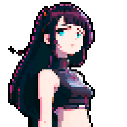 Anime cyberpunk girl, looking to the right slightly, dark plain background