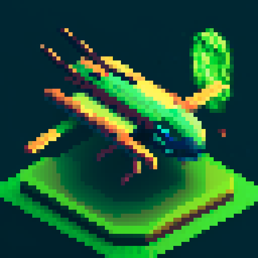 Space ship, vibrant green colors, cool pixel art