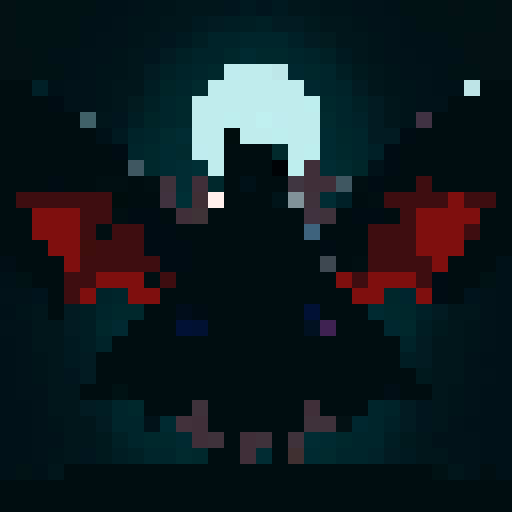 A larger, more menacing shadowy figure with smoky tendrils, large bat-like wings, and piercing red eyes. Its body is mostly hidden in darkness, giving it an ethereal, ghostly appearance. 
