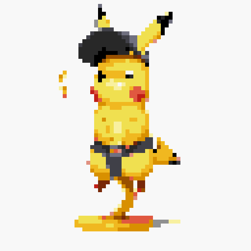 Create an image of Captain Pikachu, embodying the spirit of a seasoned and fearless leader ready for battle. Pikachu is confidently poised on his tail, showcasing his agility and balance. His expression is one of unwavering determination and self-assurance, with eyes slightly narrowed and a subtle, confident smirk. His captain's hat is tilted forward, casting a shadow over his eyes to enhance his aura.
