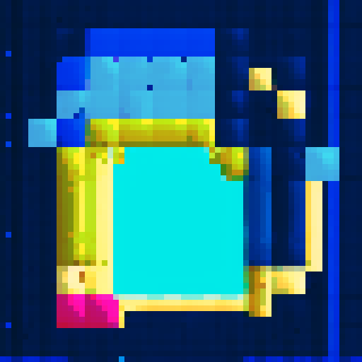 8-bit rectangular blueberry garland, space portal inside, cute pixel art