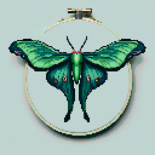 Luna moth cross stitch pattern PDF - digital download - gothic witchy moon phase nature floral modern insect night embroidery mystical CS61