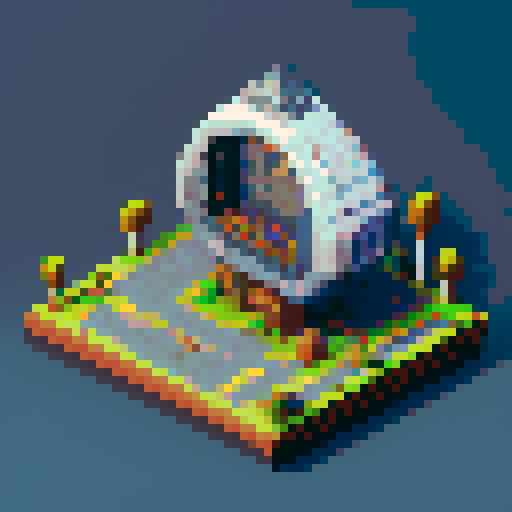 top-down view, 533mm torpedo tube, pixel art, sleek and cylindrical, metallic gray, intricate detailing, tiny rivets, symmetrical design, glossy finish, vibrant pixelated colors, retro aesthetic, low resolution, nostalgic vibes, limited color palette, 8-bit charm, dynamic shadows, perspective lines, simplified shapes, dithering technique, chunky pixels, meticulous shading, isometric angle