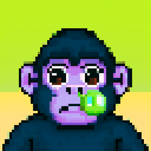 cute baby ape, big eyes, nose bubble, sRGB, pixel art
