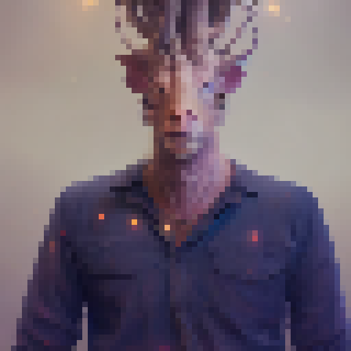 Awe-inspiring, towering tree sprouts from the back of a mystical, multi-horned beast, its massive roots extending outward in a vibrant display of color and texture, rendered in a whimsical, surrealist art style.