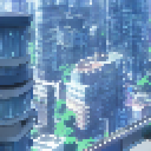 A mischievous, black and white anime cat perches on a rooftop overlooking a bustling cityscape, its tail swishing as it contemplates its next prank.