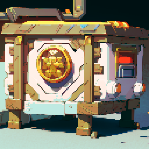 golden, glowing, lootbox, intricate details, futuristic lootbox, futuristic crate, sRGB, pixel art