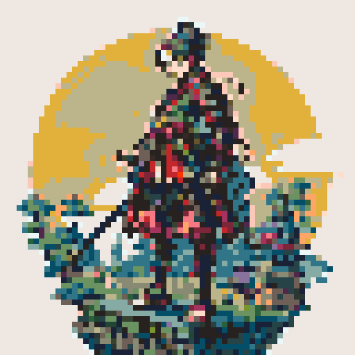 historically accurate muromachi samurai in traditional armor, roguelike rpg full-body sprite