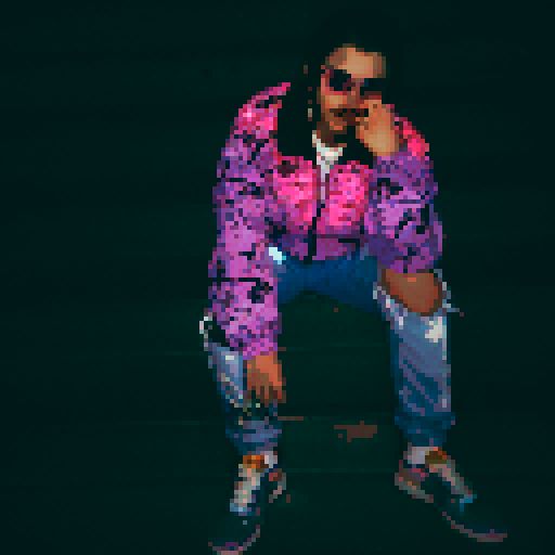 Tokyo skyline with towering neon-lit skyscrapers, retro arcade machines glowing in pastel hues, glitchy pixelated cherry blossoms, a cyberpunk girl with flowing holographic hair, floating sushi rolls with vaporwave aesthetics, and a glowing pink and purple vending machine filled with futuristic holographic drinks