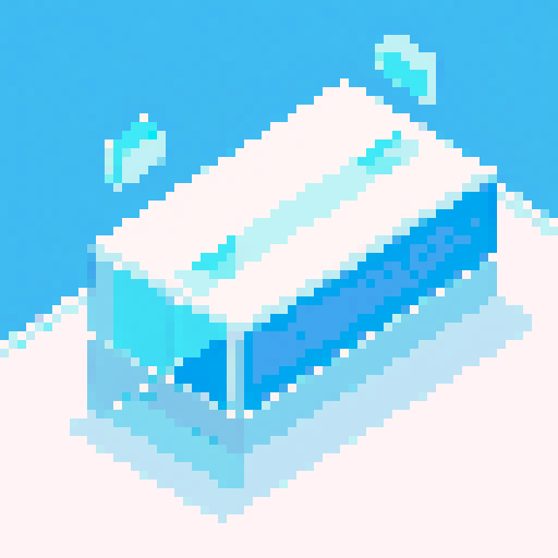 pixel art, sRGB, ice barrier, horizontal extension, blue and white colors, cold effect, crystalline effect