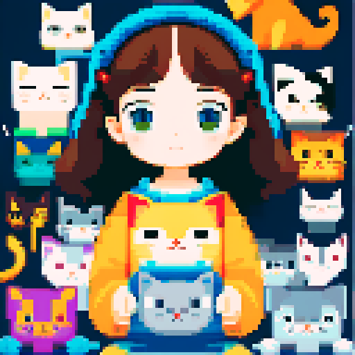 girl with many cats