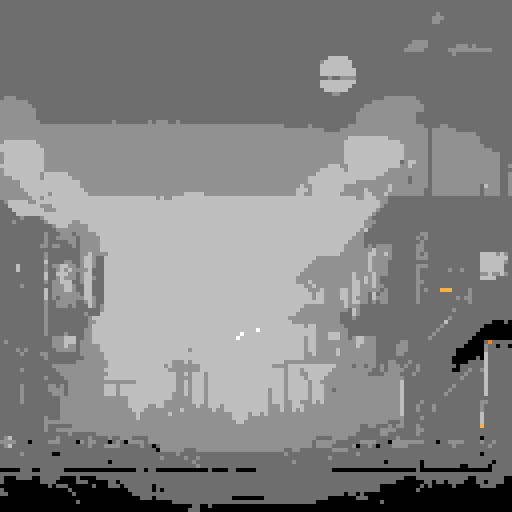 Abandoned factory, dimly lit, eerie atmosphere, glowing moonlight, sRGB, pixel art, background, landscape