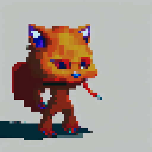 A fire imp. furry and gremlin-like. grey background