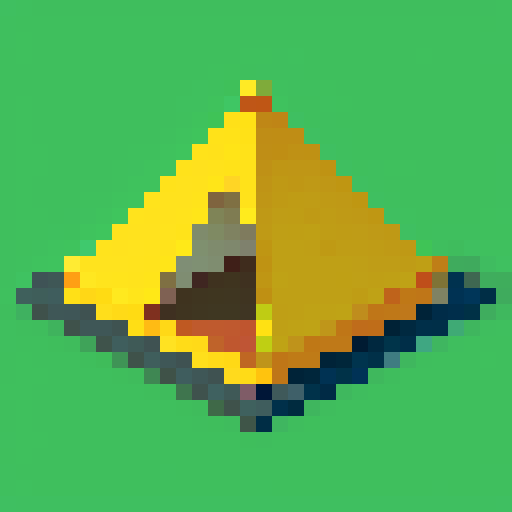 tent, black outlines, square platform, orthogonal camera, top-down view, simple pixel art, plain background