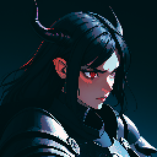 black armor, sexy, long black hair, male knight, man, demon knight, demonic wing, horns, black hair, black armor, dark background