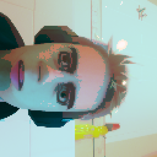 anime character, boy, hacker, neon green hair, wearing headphones, typing on a retro keyboard, surrounded by lines of code, glowing computer screen, pixel art, sRGB